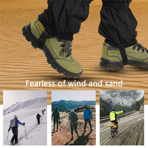 AOTU 1 Pair Anti-slip TPE+Manganese Steel Crampons + 210D Oxford Cloth Leg Gaiters Snow Walking Shoes Accessories