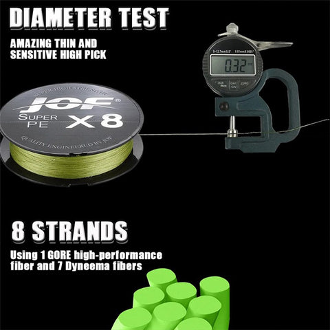 JOF 100m 0.6# 8 Strand Fishing Line High Strength Wear-resistant PE Braided Fishing Wire