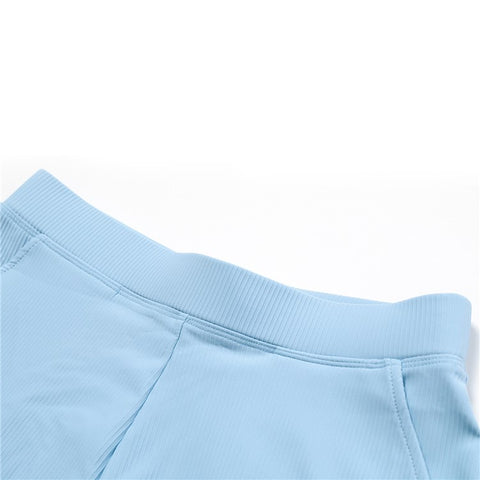 8526 Women Ribbed High Waist Yoga Shorts with Pockets for Gym Cycling Running