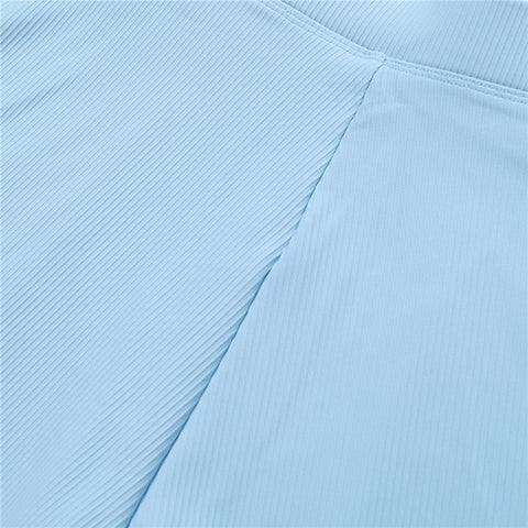 8526 Women Ribbed High Waist Yoga Shorts with Pockets for Gym Cycling Running