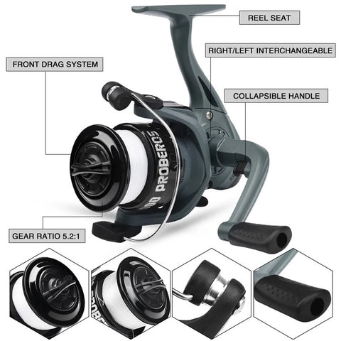 PROBEROS Fishing Reel 1BB 5.2:1 High Speed Spinning Reel with 50m Wire