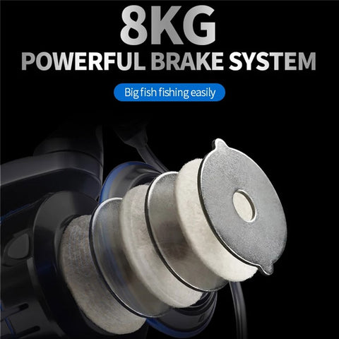 LE6000 Spinning Fishing Reels 12+1BB Metal Spool Reels 15KG Unloading Force Screw-In Handle