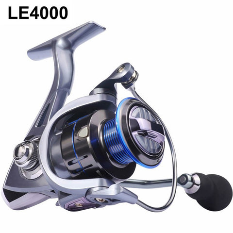 LE4000 Spinning Fishing Reels 12+1BB Metal Spool Reels 15KG Unloading Force Screw-In Handle