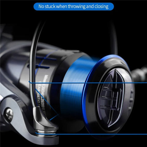 LE1000 Spinning Fishing Reels 12+1BB Metal Spool Reels 15KG Unloading Force Screw-In Handle