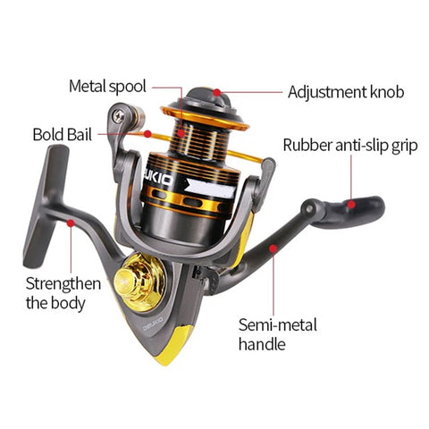 DEUKIO JS7000 5.2:1 Gear Ratio Aluminum Alloy Spool Spinning Fishing Reel for Freshwater Saltwater