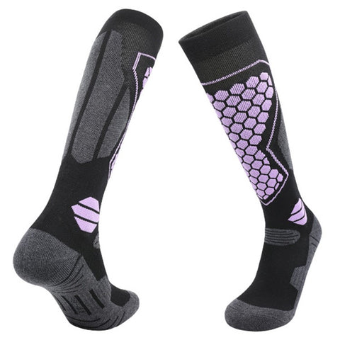 RONYUESS 8208 1 Pair Ski Socks Winter Thicken Compression High Tube Snowboard Socks for Men Women, Size M: 34-38
