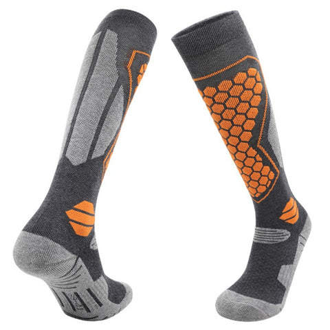 RONYUESS 8208 1 Pair Ski Socks Winter Thicken Compression High Tube Snowboard Socks for Men Women, Size M: 34-38