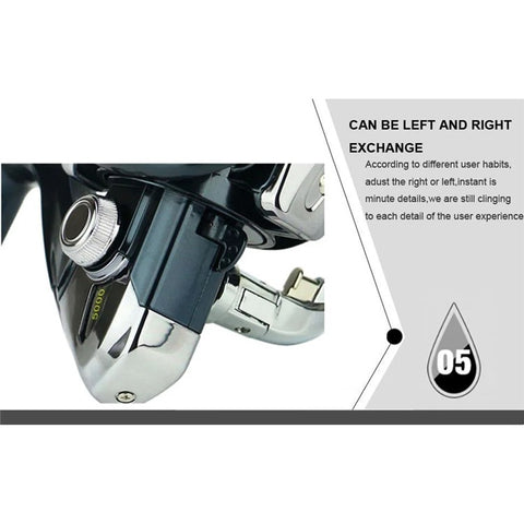 YUMOSHI XS1000 Metal Rocker Arm Spinning Reel Gapless 14BB Outdoor Fishing Reel