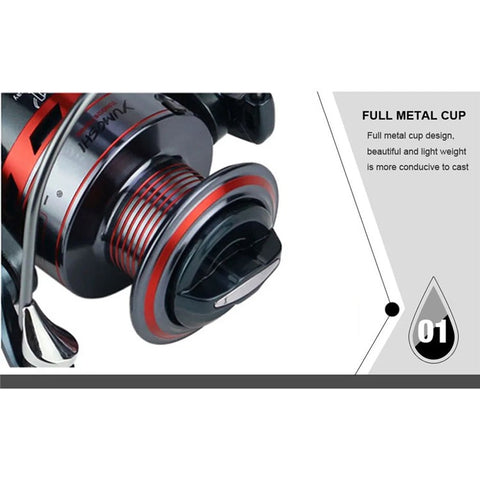 YUMOSHI XS1000 Metal Rocker Arm Spinning Reel Gapless 14BB Outdoor Fishing Reel