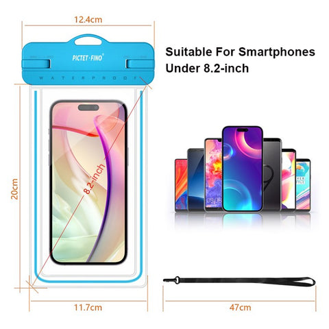 PICTET.FINO RH12 Large IPX8 Waterproof Phone Pouch for Under 8.2-inches Mobile Phone Dry Bag with Strap