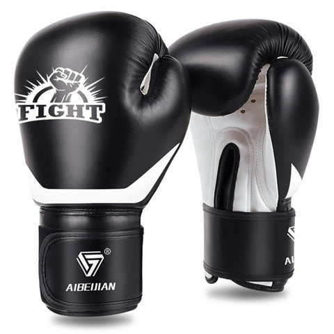 AIBEIJIAN 12oz Adult PU Mitts for Muay Thai MMA Training Workout Kickboxing Sports Boxing Gloves