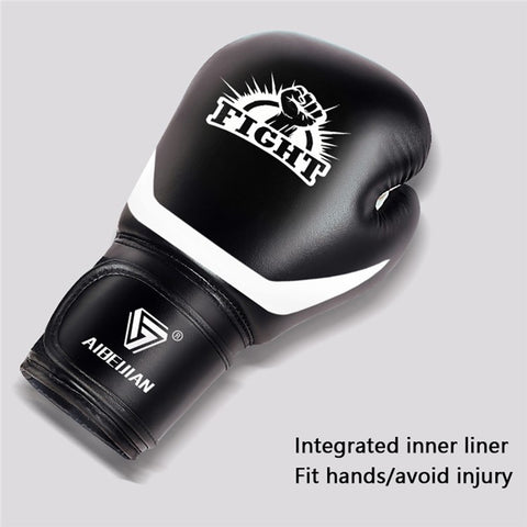 AIBEIJIAN 12oz Adult PU Mitts for Muay Thai MMA Training Workout Kickboxing Sports Boxing Gloves