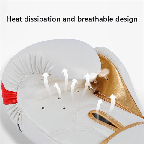 AIBEIJIAN 8oz PU Leather Boxing Gloves MMA Punch Bag Training Mitts for Muay Thai Kickboxing