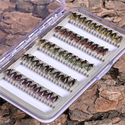 LEO 28254 50Pcs Fly Fishing Lures Kit Artificial Bait for Bass Trout Salmon Fishing Accessories