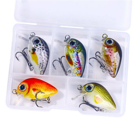 5Pcs Mini Bionic Hard Bait Saltwater Freshwater Fishing Minnow Crankbaits Wobbler Artificial Lures