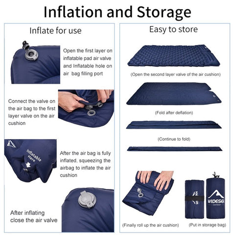 WIDESEA WSCM-005 Outdoor Camping Double Person Inflatable Mattress Folding Air Bed Picnic Pillow Blanket with Air Bag