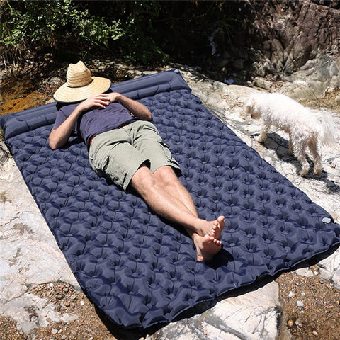 200x120CM Camping TPU Sleeping Mat Inflatable Sleeping Pad with Pillow for 2 People Backpacking, Tent, Hiking