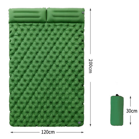 200x120CM Camping TPU Sleeping Mat Inflatable Sleeping Pad with Pillow for 2 People Backpacking, Tent, Hiking