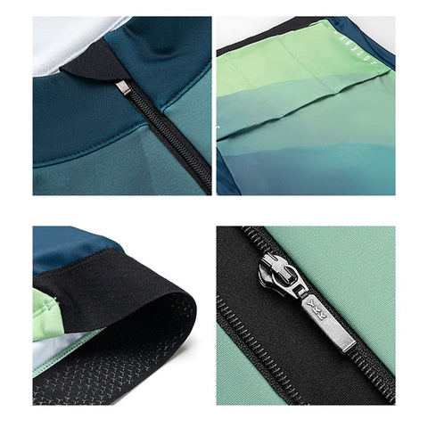 ROCKBROS Cycling Clothing Sets Long Sleeve Top Cycling Jersey Bike Outfit Bib Pants Built-In Foam Padded, Shoulder Strap Type