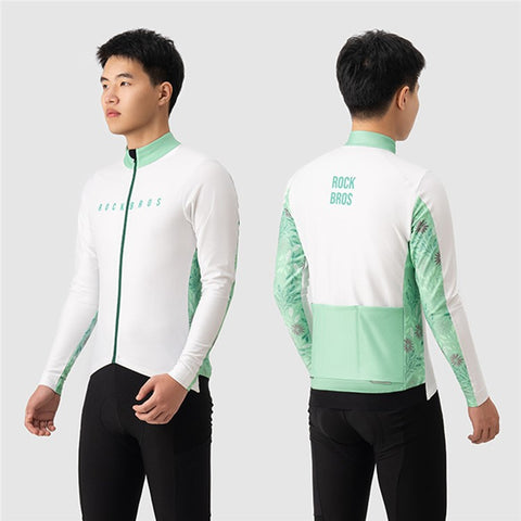 ROCKBROS Cycling Clothing Sets with Long Sleeve Top, Bottom Cycling Jersey Bike Bib Pants with Foam Padded