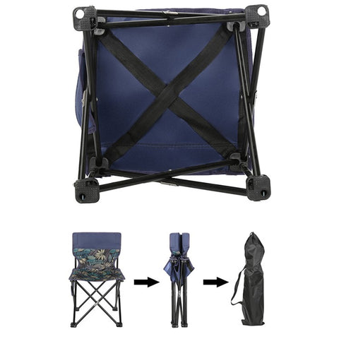 Size L Portable Folding Chair Metal+Oxford Cloth Outdoor Camping Fishing Backrest Chair