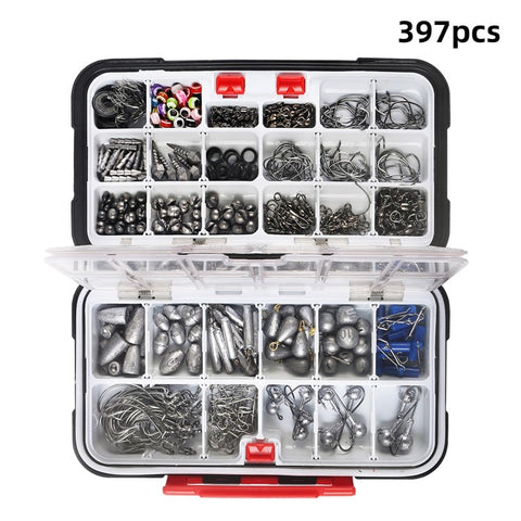 397Pcs / Set Fishing Lures Bait Tackle Kit Set with Waterproof Box for Freshwater Trout Bass Fishing