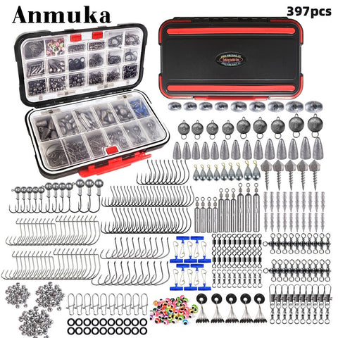 397Pcs / Set Fishing Lures Bait Tackle Kit Set with Waterproof Box for Freshwater Trout Bass Fishing