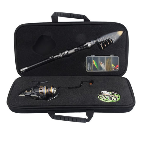 JSFUN 43.5x21.5x6cm EVA Fishing Rod Reel Bag Fishing Tool Storage Pouch with Slotted Sponge Lining