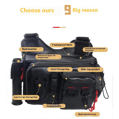 A019 Fishing Rod Holder Shrimp Lure Storage Bag Waterproof PU Leather Waist Pack