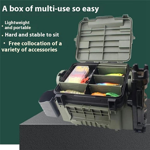 JSFUN FB90 Fishing Box Organizer Multi-function Lure Live Fish Bucket Thicken Storage Box, Size S: 31.5x17.7x23cm