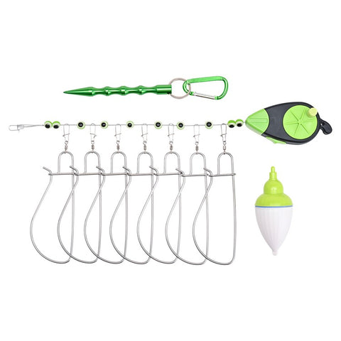 28282 Stainless Steel  Fish Buckle Lock Fishing Stringer Clip with 7pcs Snaps Fishing Holder Kit