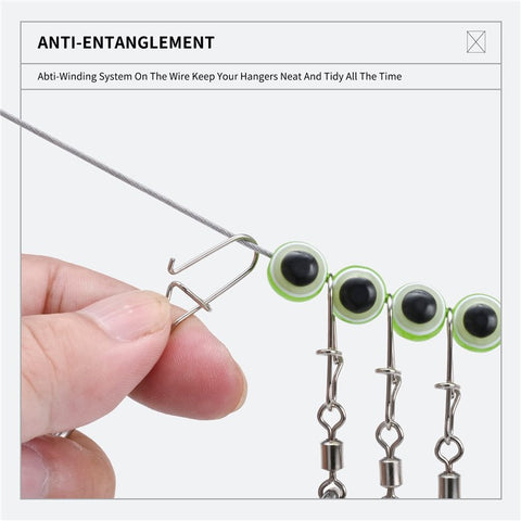 28282 Stainless Steel  Fish Buckle Lock Fishing Stringer Clip with 7pcs Snaps Fishing Holder Kit
