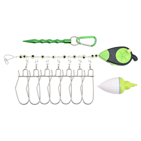 28282 Stainless Steel  Fish Buckle Lock Fishing Stringer Clip with 7pcs Snaps Fishing Holder Kit