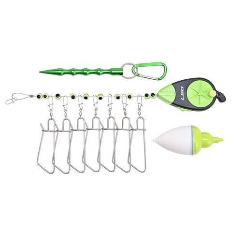 28282 Stainless Steel  Fish Buckle Lock Fishing Stringer Clip with 7pcs Snaps Fishing Holder Kit
