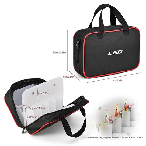 LEO 28256 20-Grid Polyester+PP Squid Hook Storage Bag Fishing Lures Soft Bait Storage Case