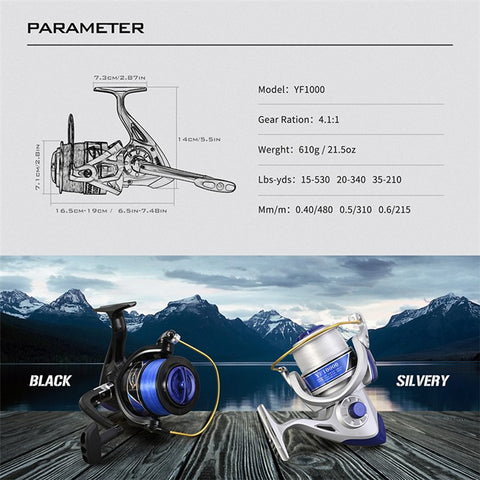 LEO 28265 YF10000 Large Capacity Spinning Reels Lightweight Ultra Smooth Powerful Fishing Reels