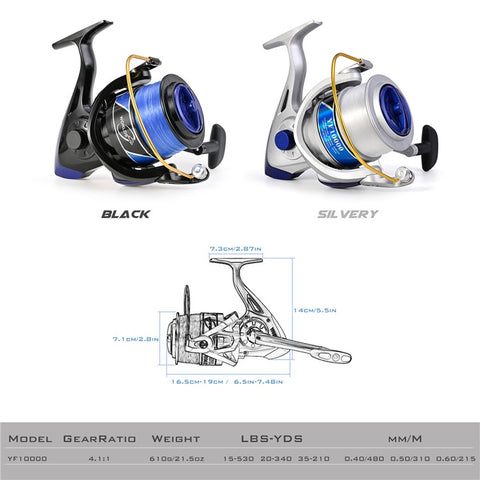 LEO 28265 YF10000 Large Capacity Spinning Reels Lightweight Ultra Smooth Powerful Fishing Reels
