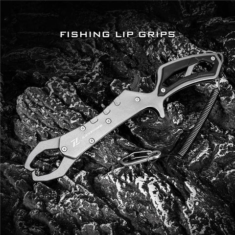 LEO 28235 Anti-skid Fishing Grip Aluminum Alloy Fish Control Clamp with Anti-lost Rope and Buckle