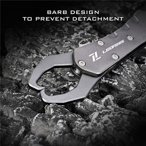 LEO 28235 Anti-skid Fishing Grip Aluminum Alloy Fish Control Clamp with Anti-lost Rope and Buckle