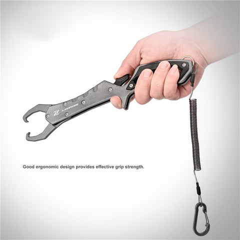 28235 Anti-skid Fishing Grip Aluminum Alloy Fish Control Clamp with Anti-lost Rope and Buckle
