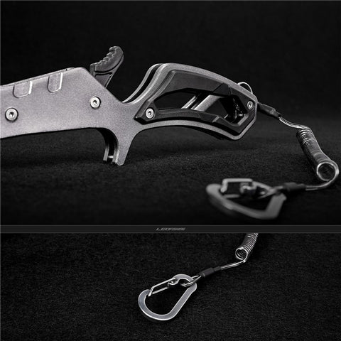LEO 28235 Anti-skid Fishing Grip Aluminum Alloy Fish Control Clamp with Anti-lost Rope and Buckle