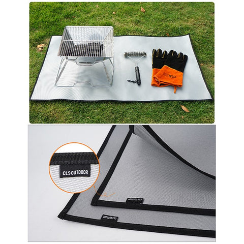 CLS Fireproof Cloth Heat Insulation Pad High-Temperature Resistant Mat for Camping Picnic Barbecue, Size L, 106x60cm
