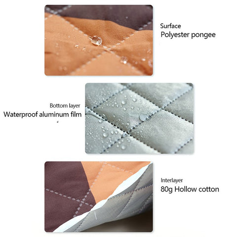 200cm Round Moisture-proof Picnic Mat Outdoor Camping Carpet with Webbing Strap