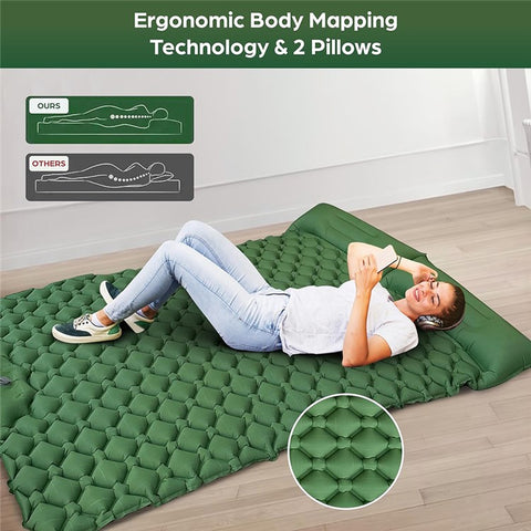 GM-SR01 Double Sleeping Mat 190x122cm Inflatable Camping Mattress Built-in Pump with Pillows