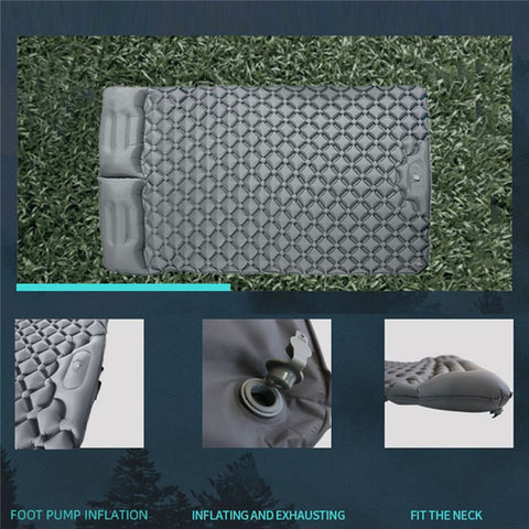 GM-SR01 Double Sleeping Mat 190x122cm Inflatable Camping Mattress Built-in Pump with Pillows