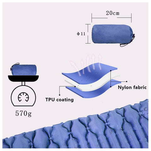 GM-AM20 Camping Mat Inflatable Sleeping Mat Nylon+TPU Sleeping Pad