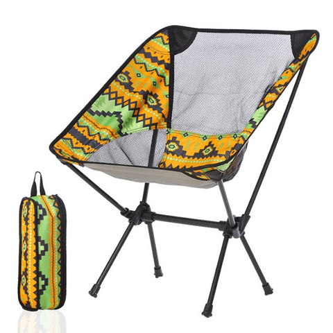 HALIN Ethnic Style Portable Camping Fishing Chair Aluminum Alloy + Oxford Cloth Foldable Chair