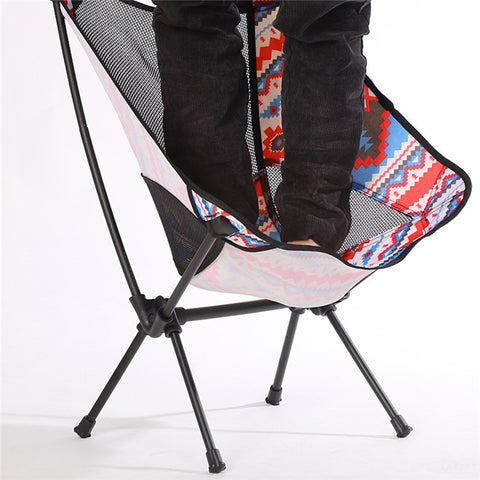 HALIN Ethnic Style Portable Camping Fishing Chair Aluminum Alloy + Oxford Cloth Foldable Chair