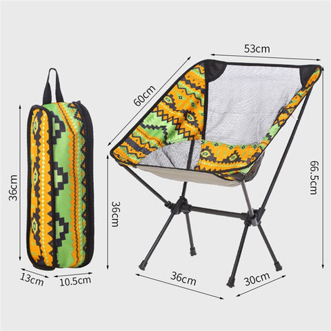 HALIN Ethnic Style Portable Camping Fishing Chair Aluminum Alloy + Oxford Cloth Foldable Chair