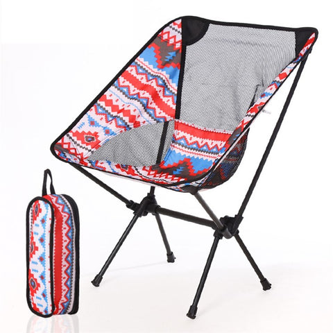 HALIN Ethnic Style Portable Camping Fishing Chair Aluminum Alloy + Oxford Cloth Foldable Chair